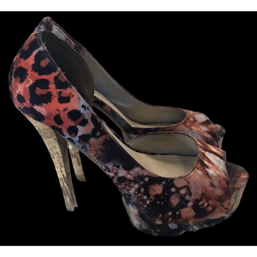 Chinese Laundry multicolor animal platform cork Heels Women’s Size 8